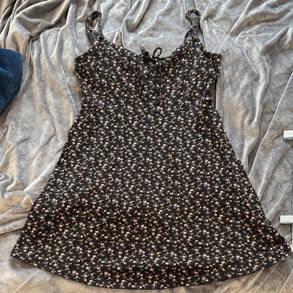 Tilly's Sky and Sparrow Black Floral Dress with Spaghetti Straps